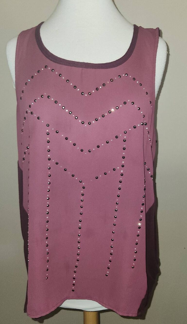Maurices burgundy sleeveless blouse w studded embellishments - western style